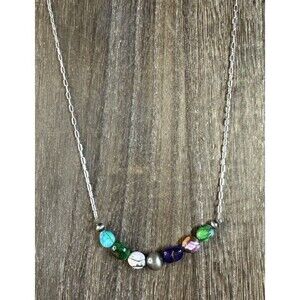 Southwest 925 Silver Assorted Dahlia/Desert Pearls Paper Clip Chain Necklace